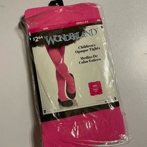 Wonderland Children’s Hot Pink Opaque Tights, Small 4-6